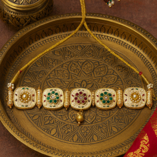 Rajwada gold plated choker set with long earrings