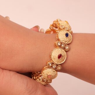 Set of 2, 22K Gold-Plated Handcrafted Traditional Bangles