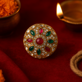 Multicolor Kundan Dome Ring