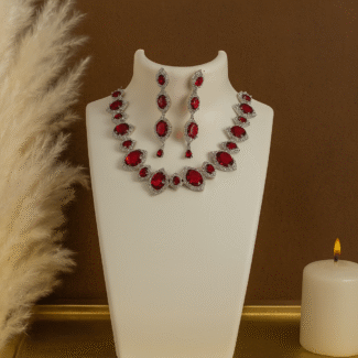 Regal Ruby Elegance Necklace & Earrings Set