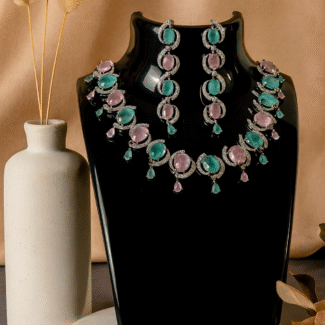 Pastel Elegance Gemstone Necklace & Earring Set