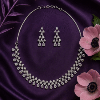 Elegant Diamond Necklace and Earrings Set