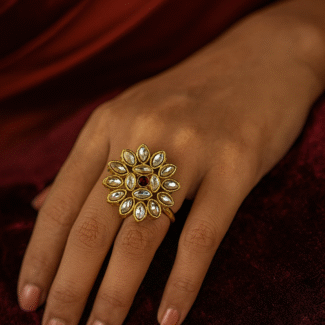 Petite Floral Kundan Ring
