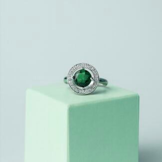 Emerald Green Halo Ring