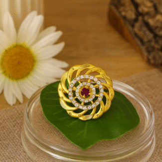 Exquisite Ruby & Diamond Floral Gold Ring