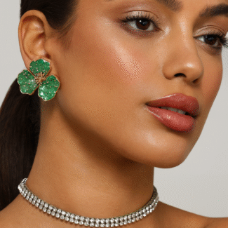 Emerald Bloom Statement Earrings