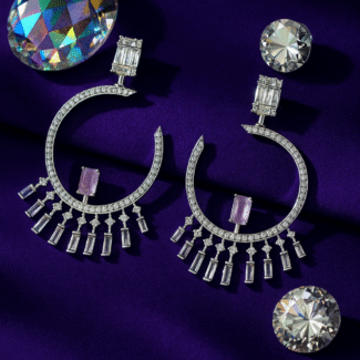 Radiant Elegance: Diamond & Amethyst Statement Earrings