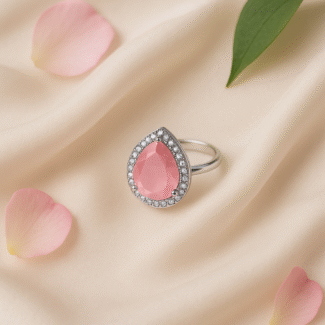 Blush Pink Teardrop Cocktail Ring