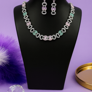 Elegant Pastel Gemstone Necklace & Earring Set