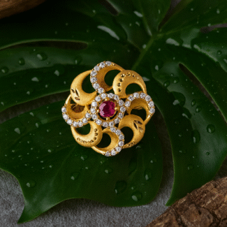 Radiant Ruby Floral Gold Ring