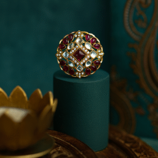 Elegant Kundan & Ruby Cocktail Ring