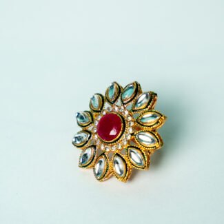Royal Red Stone Floral Cocktail Ring