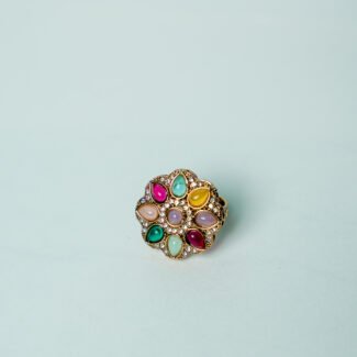 Vibrant Navratna Adjustable Cocktail Ring