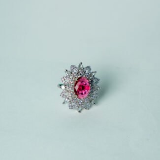 Ruby Red Sunburst Cocktail Ring