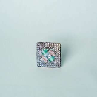 Square Statement Ring with Sparkling Crystals