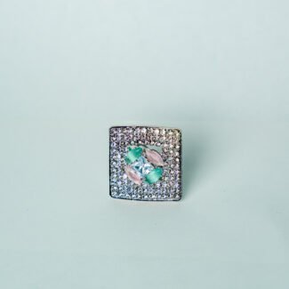 Square Crystal Garden Cocktail Ring