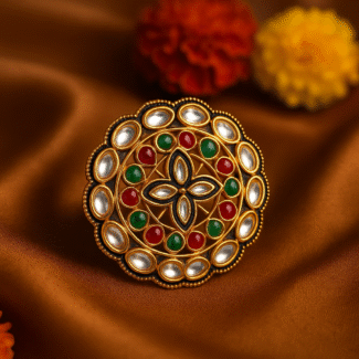 Dual-Tone Kundan Heritage Ring