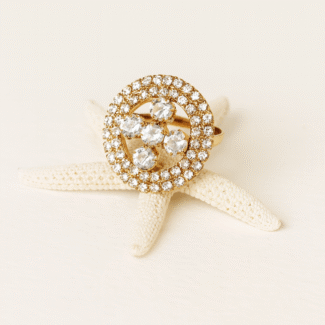 Golden Halo Crystal Cluster Ring