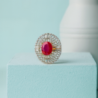 Radiant Ruby Halo Cocktail Ring